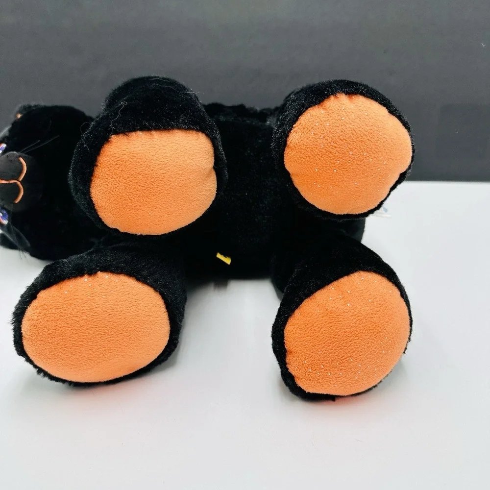 Build-A-Bear Lucky Kitty Black Cat Plush Orange Paws Purple Eyes 2013 Halloween